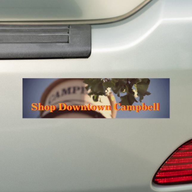 Shop Downtown Campbell Water Tower  Bumper Sticker (On Car)
