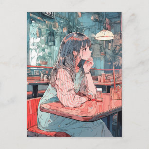 [SHOP Limited Illustration] Meet at Cafe   Sushi M Postcard