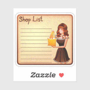 Shop List Sticker Vintage Girl Planner Scrapbook