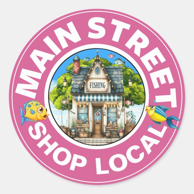 SHOP LOCAL Fishing Shop  Classic Round Sticker (Front)