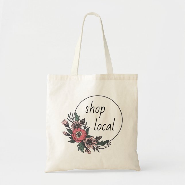 Shop local floral shopping tote bag (Front)