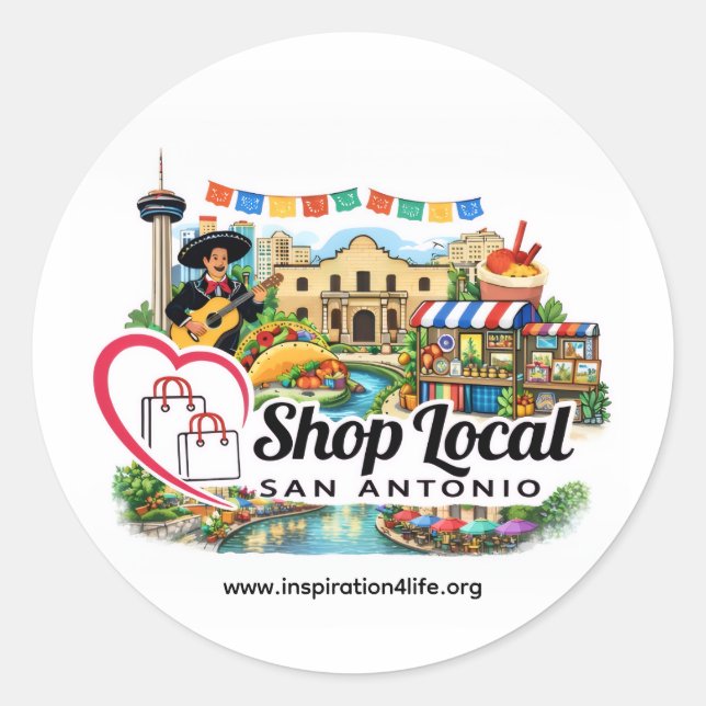 Shop Local San Antonio Round Sticker (Front)