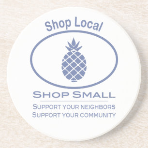 Shop Local, Shop Small blue pineapple Coaster