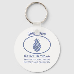 Shop Local, Shop Small blue pineapple Key Ring