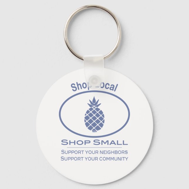 Shop Local, Shop Small blue pineapple Key Ring (Front)