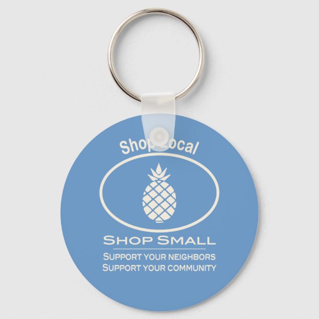 Shop Local, Shop Small cream pineapple Key Ring (Front)