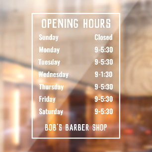 Shop Opening Hours or Opening Times