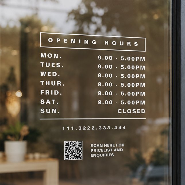Shop Opening Hours Window cling (Shop Opening Hours Window cling)