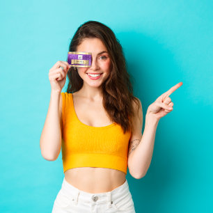 Shop QR CODE Logo Metallic Pink Business Card