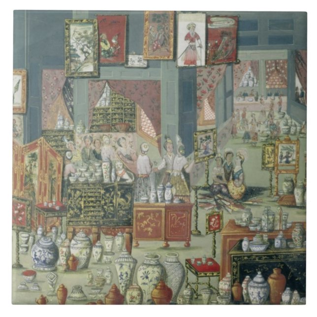 Shop Selling Chinese Goods, mid-18th century (cera Tile (Front)