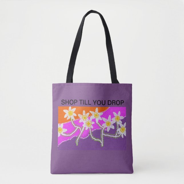 shop till you drop tote purple tote bag (Front)