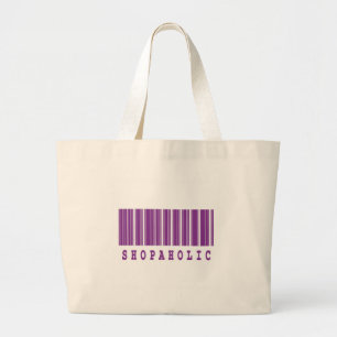 shopaholic barcode design large tote bag