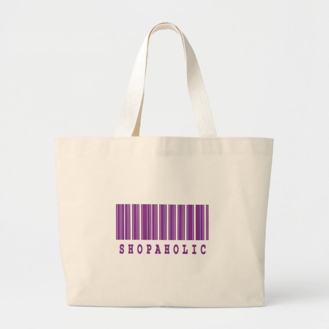 shopaholic barcode design large tote bag (Front)