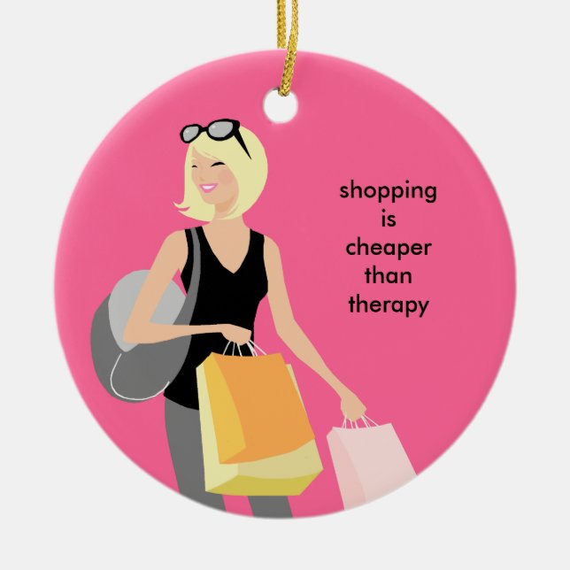 Shopaholic Ceramic Christmas Ornaments (Front)