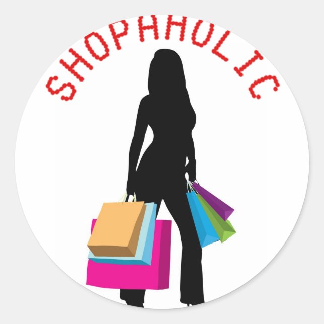 SHOPAHOLIC CLASSIC ROUND STICKER (Front)