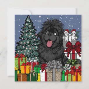 Shopaholic Newfoundland puppy dog Holiday Card