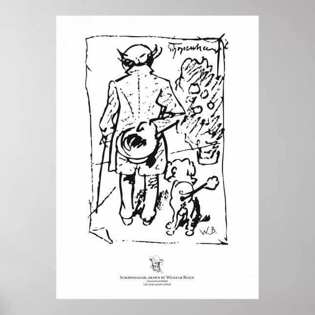 Shopenhauer with dog, by Wilhelm Busch Poster (Front)