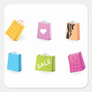 SHOPPING BAGS SQUARE STICKER