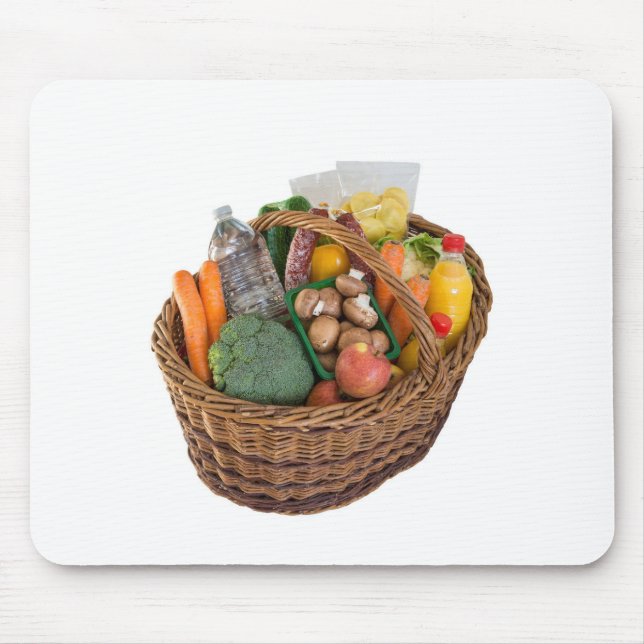 Shopping basket with foods fruits and vegetables mouse pad (Front)