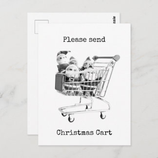 Shopping Cart Santa Postcard