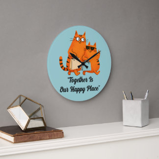 Shopping Day Cat Love Large Clock