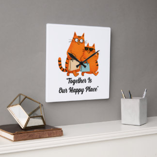 Shopping Day Cat Love Wall Clock