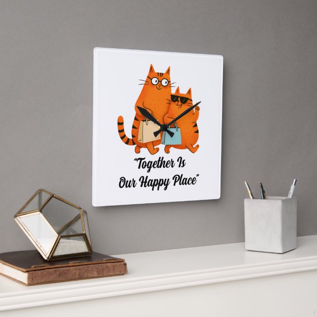 Shopping Day Cat Love Wall Clock (Office)