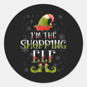 Shopping Elf Christmas Gift Classic Round Sticker