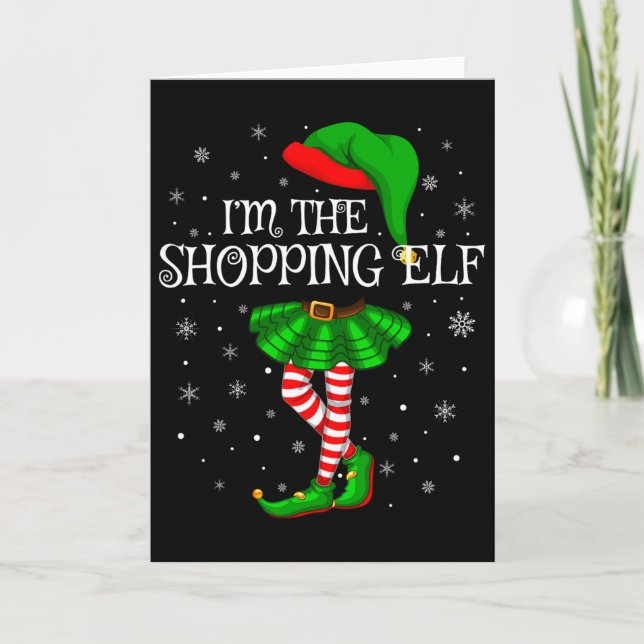 Shopping Elf Christmas Matching Family Women Girls Card (Front)