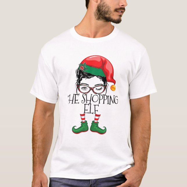 Shopping Elf Matching Family Pajamas Christmas Xma T-Shirt (Front)