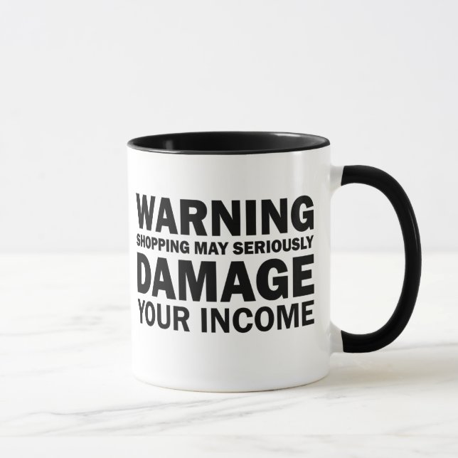 Shopping Equals Damaged Income Mug (Right)