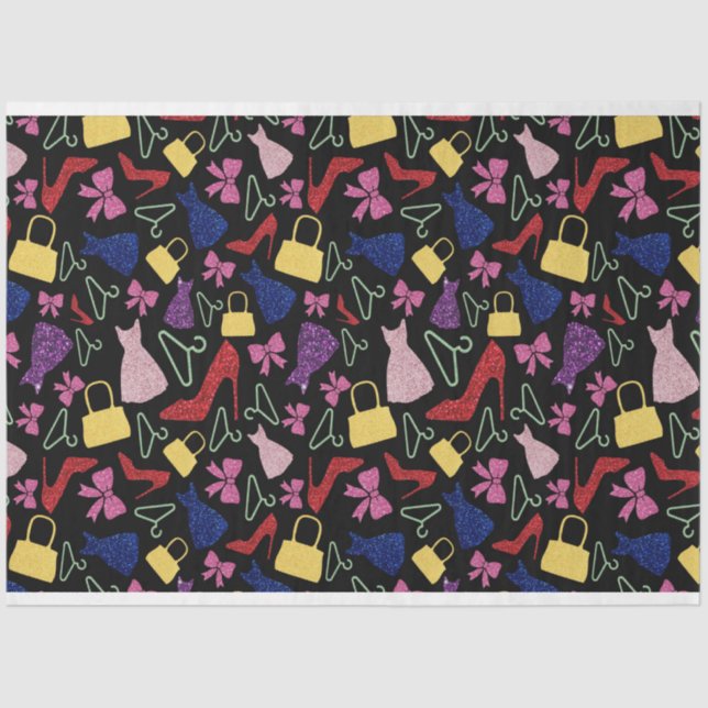 Shopping Fashion Accessories Pattern  Tissue Paper (Front)