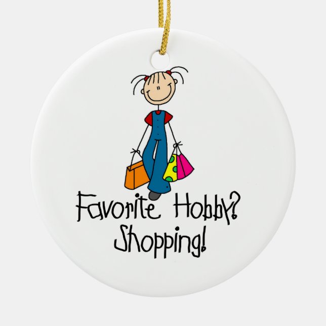 Shopping Favourite Hobby Ceramic Ornament (Front)