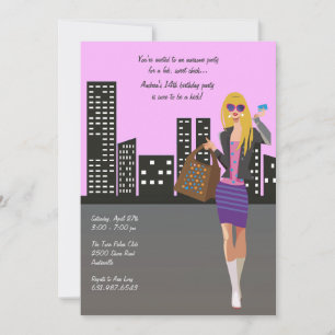 Shopping Girl Blond Invitation