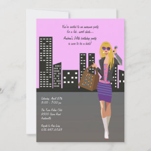Shopping Girl Blonde With Microphone Invitation