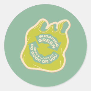 Shopping Green Classic Round Sticker