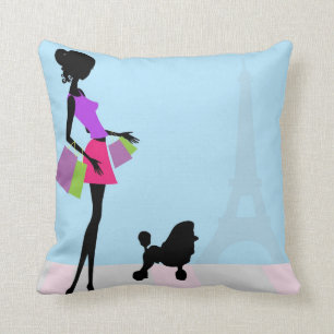 Shopping in Paris Decorative Pillow