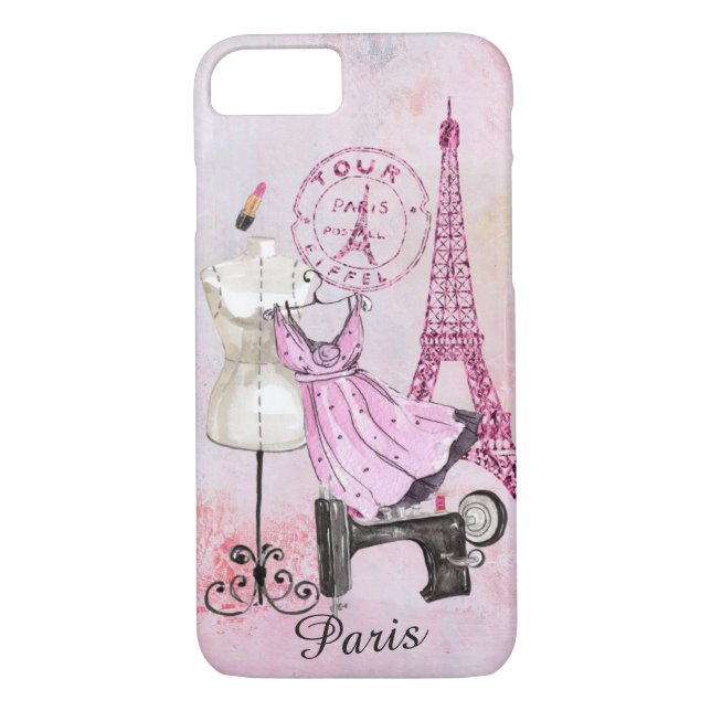 Shopping in Paris under the Eiffeltower -Editable Case-Mate iPhone Case (Back)