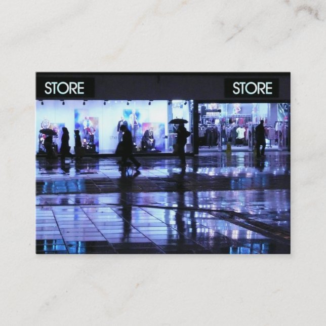 Shopping in the Rain Business Card (Front)