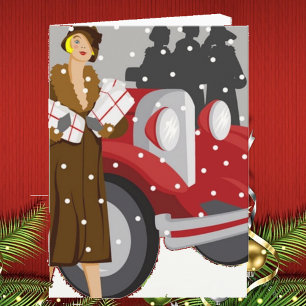 Shopping in the Snow Holiday Card