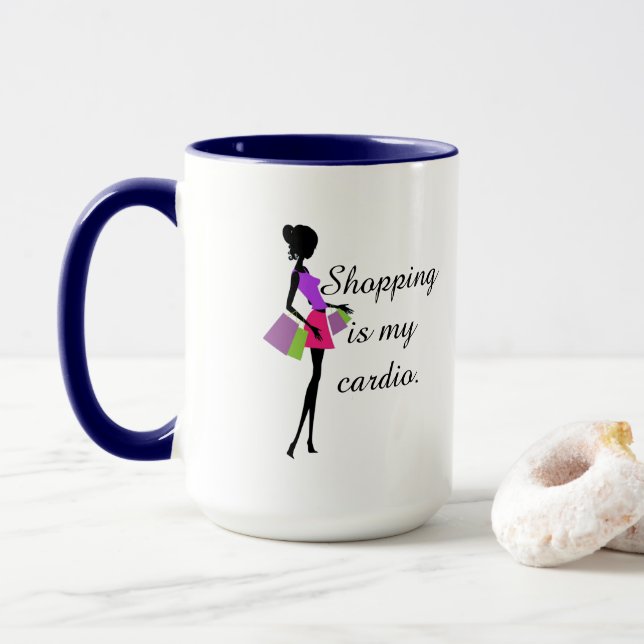 Shopping is My Cardio Fun and Humour Mug (With Donut)