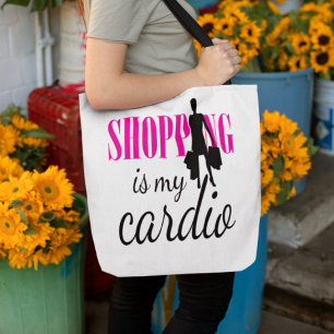 Shopping Is My Cardio Graphic Print Tote Bag