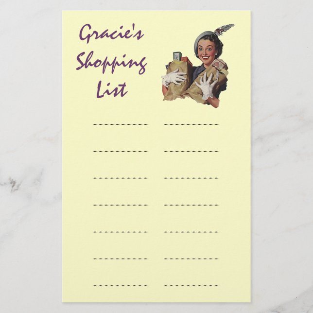 Shopping List Grocery List Personal Stationery (Front)
