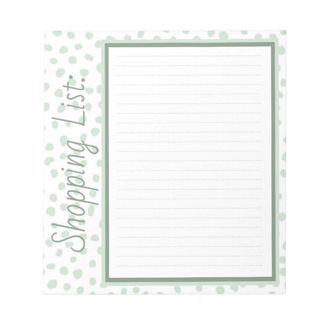 Shopping List Notepad (Front)