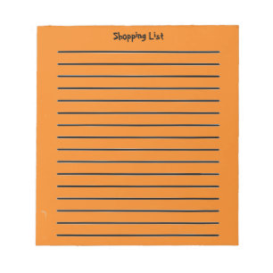 Shopping List Orange Notepad