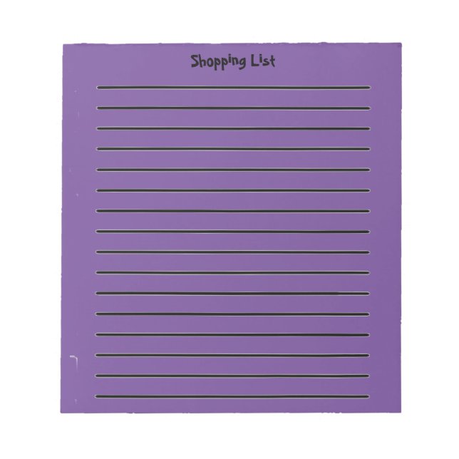 Shopping List Purple Notepad (Front)