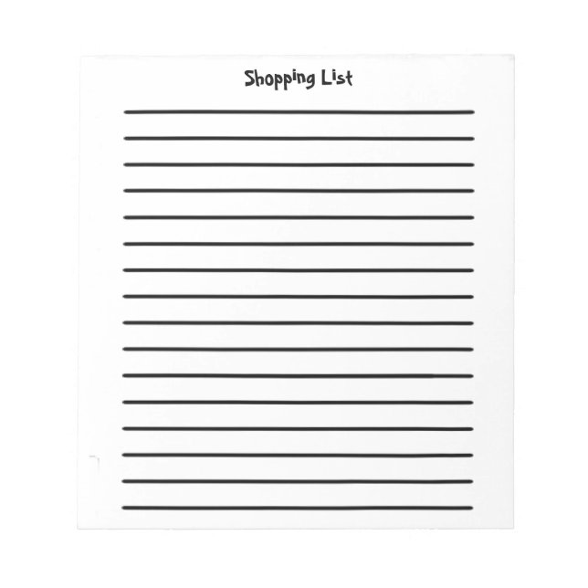Shopping List White Notepad (Front)