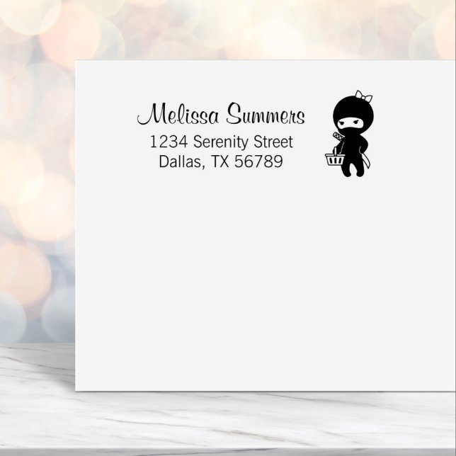 Shopping Ninja Girl Address Self-inking Stamp (Creator Uploaded)