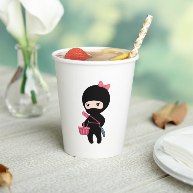 Shopping Ninja Girl Paper Cups (Insitu)