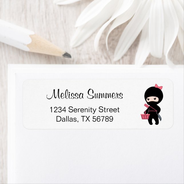 Shopping Ninja Girl Return Address Label (Insitu)